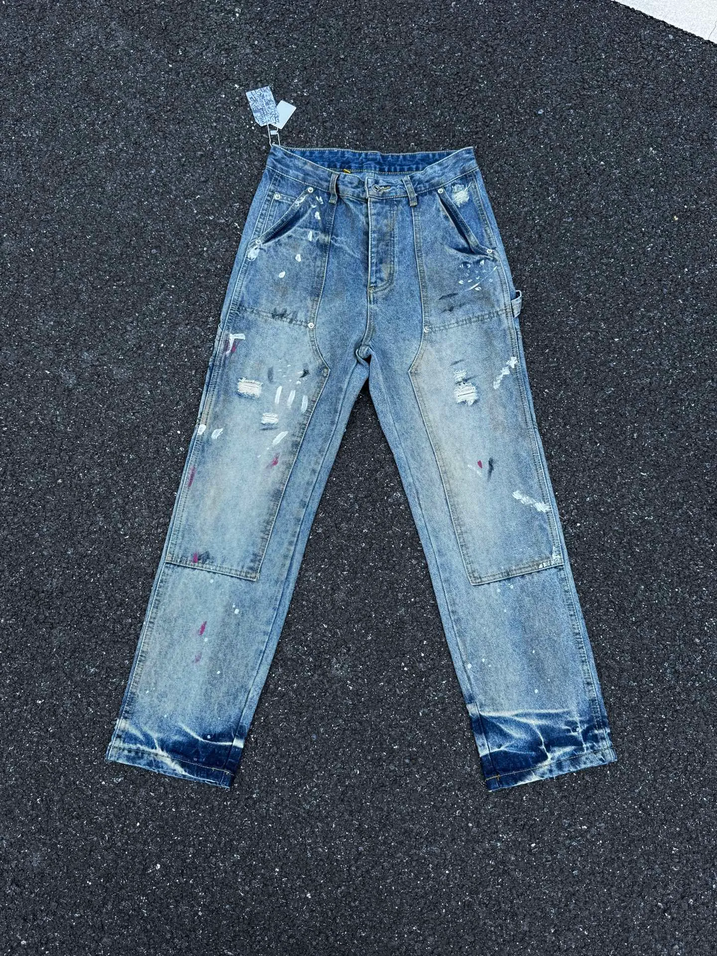 P260💰G97 GALLERY DEPT. Logging retro old stained ink denim bell bottoms washed jeans Size: 28 30 32 34 36